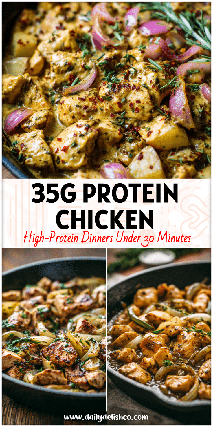 Skillet of maple dijon turkey with onions and herbs, a wholesome Whole 30 and dairy free dinner idea.